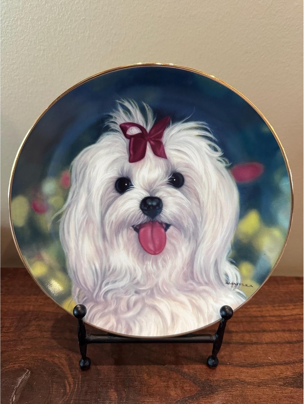 Danbury Mint Maltese Plate - Perky Pal